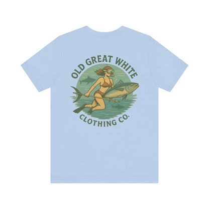 Retro Bikini Diver T-Shirt – Spearfishing & Shark Patrol Classic Jersey Short Sleeve Tee
