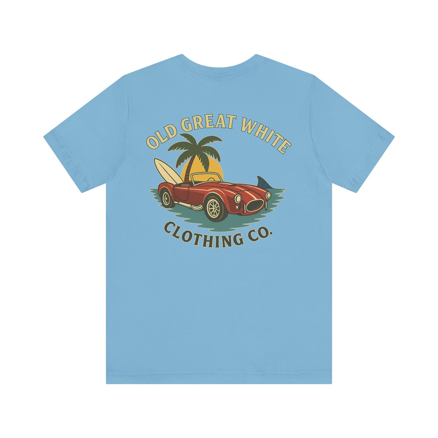 Vintage Convertible & Surfboard T-Shirt – Coastal Cruiser Style Jersey Short Sleeve Tee