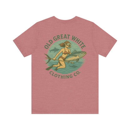Retro Bikini Diver T-Shirt – Spearfishing & Shark Patrol Classic Jersey Short Sleeve Tee