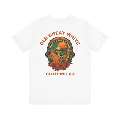 Skeleton Surfer Sunset Tee – Vintage Beach Vibes Graphic Shirt Jersey Short Sleeve Tee