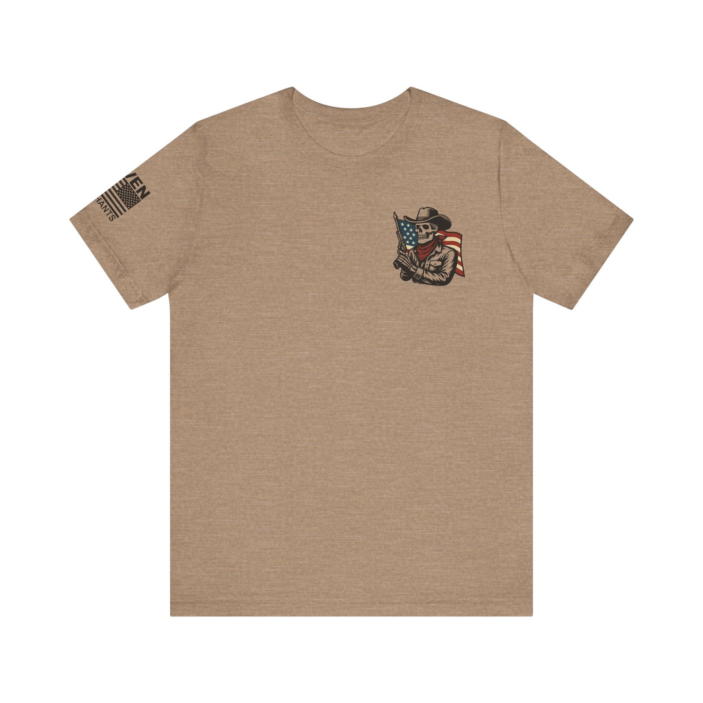 Ride for the Republic – Vintage Skeleton Cowboy Horse & Flag Graphic Tee