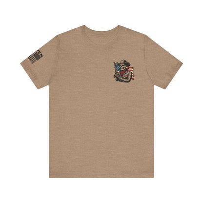 Ride for the Republic – Vintage Skeleton Cowboy Horse & Flag Graphic Tee
