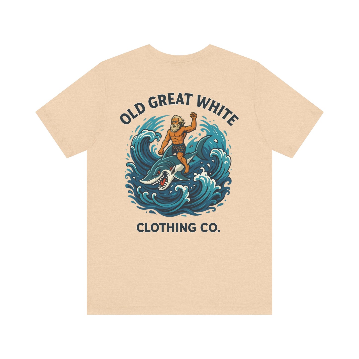 Alpha Shark Rider Tee – Old Great White Power Surf Graphic Classic Jersey Short Sleeve Tee