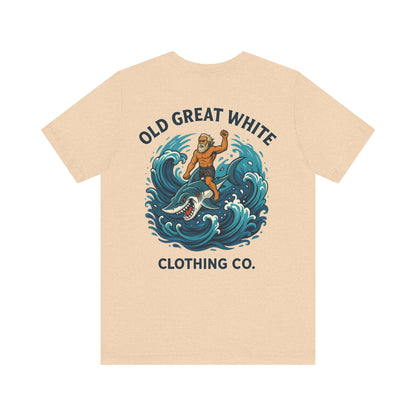 Alpha Shark Rider Tee – Old Great White Power Surf Graphic Classic Jersey Short Sleeve Tee