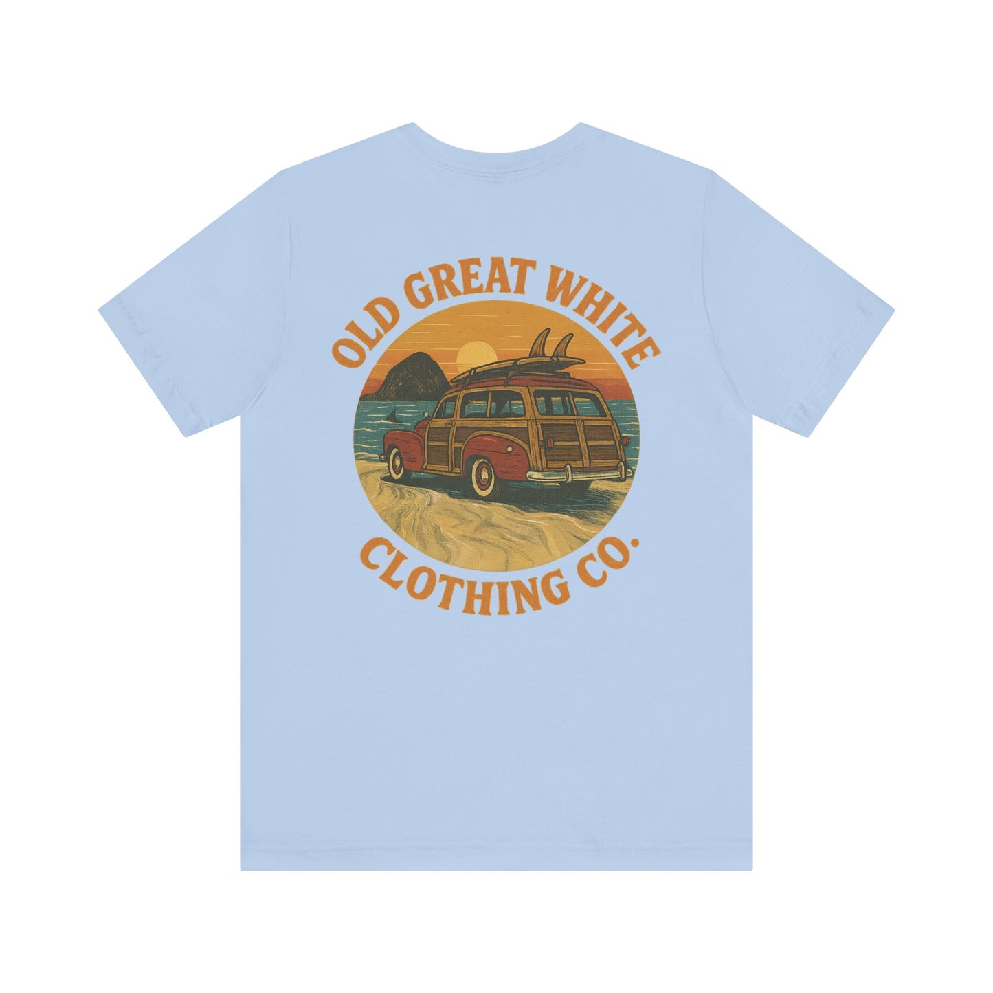 Vintage Woody Surf Wagon Tee - Old Great White Sunset Vibes Classic Jersey Short Sleeve Tee