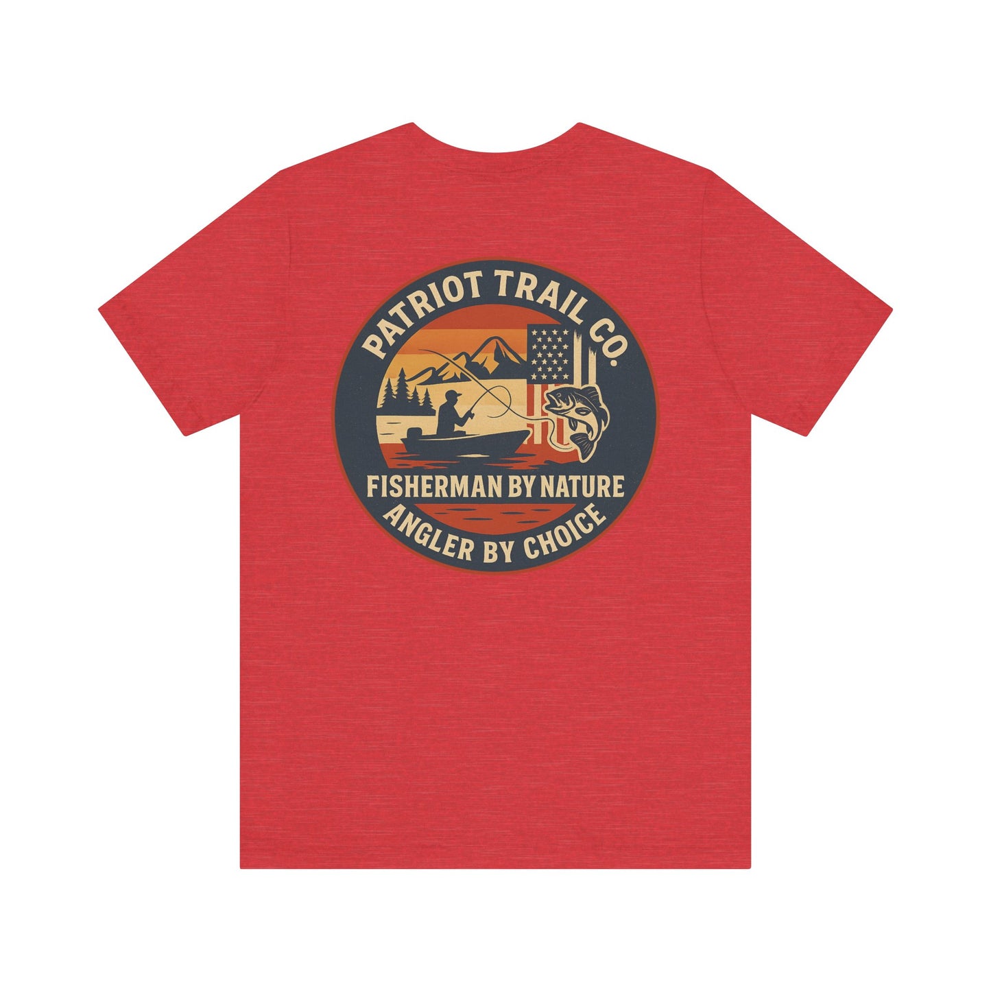 USA Mountain Lake Fishing Tee - Stars, Stripes & Rods Edition Jersey Short Sleeve Tee