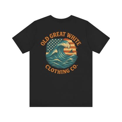 Old Great White American Wave Tee – Retro Ocean Graphic Jersey Short Sleeve Tee