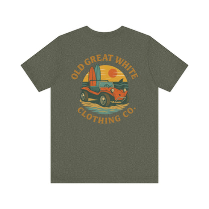 Sunset Surf Buggy Tee – Coastal Cruiser Graphic Shirt Jersey Short Sleeve Tee