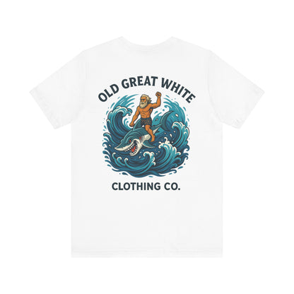 Alpha Shark Rider Tee – Old Great White Power Surf Graphic Classic Jersey Short Sleeve Tee