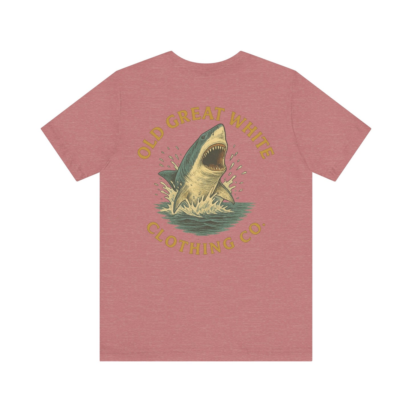 Retro Shark Attack Graphic Tee - Men's Beachwear Classic Jersey Short Sleeve