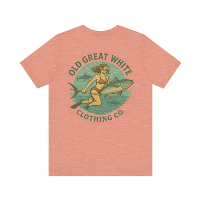Retro Bikini Diver T-Shirt – Spearfishing & Shark Patrol Classic Jersey Short Sleeve Tee