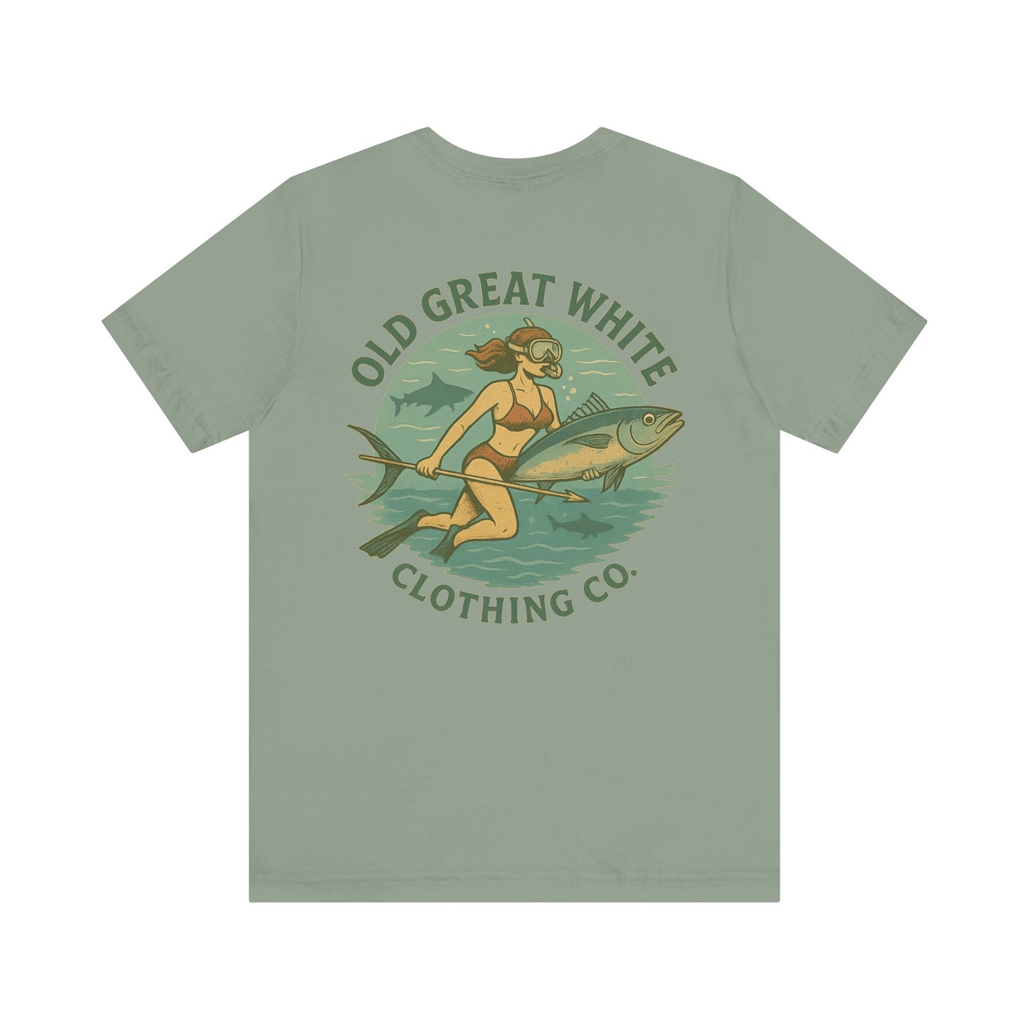 Retro Bikini Diver T-Shirt – Spearfishing & Shark Patrol Classic Jersey Short Sleeve Tee