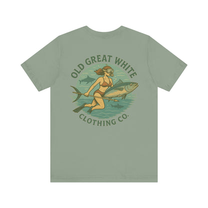 Retro Bikini Diver T-Shirt – Spearfishing & Shark Patrol Classic Jersey Short Sleeve Tee