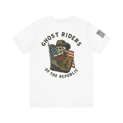 Ghost Riders of the Republic Cowboy Skeleton T-Shirt – Patriotic Western Graphic Tee
