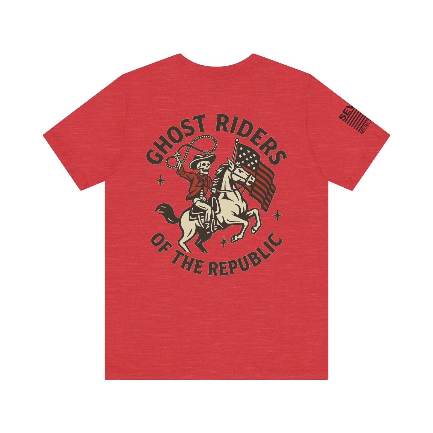 Ride for the Republic – Vintage Skeleton Cowboy Horse & Flag Graphic Tee