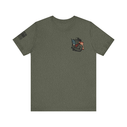 Ride for the Republic – Vintage Skeleton Cowboy Horse & Flag Graphic Tee