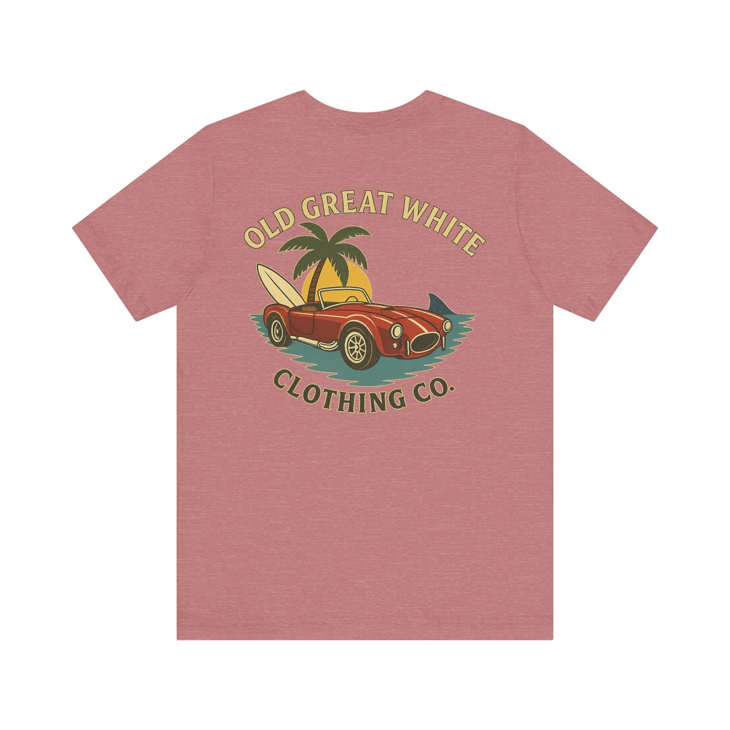 Vintage Convertible & Surfboard T-Shirt – Coastal Cruiser Style Jersey Short Sleeve Tee