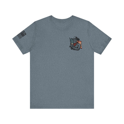 Ride for the Republic – Vintage Skeleton Cowboy Horse & Flag Graphic Tee