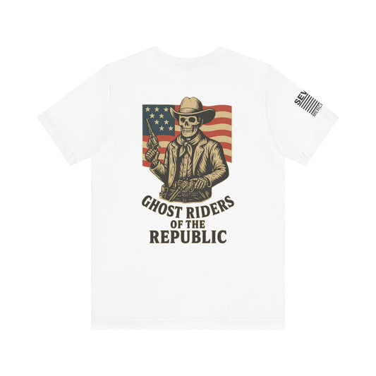 Deadeye Patriot – Ghost Riders of the Republic Cowboy Revolver Graphic Classic Jersey Short Sleeve Tee