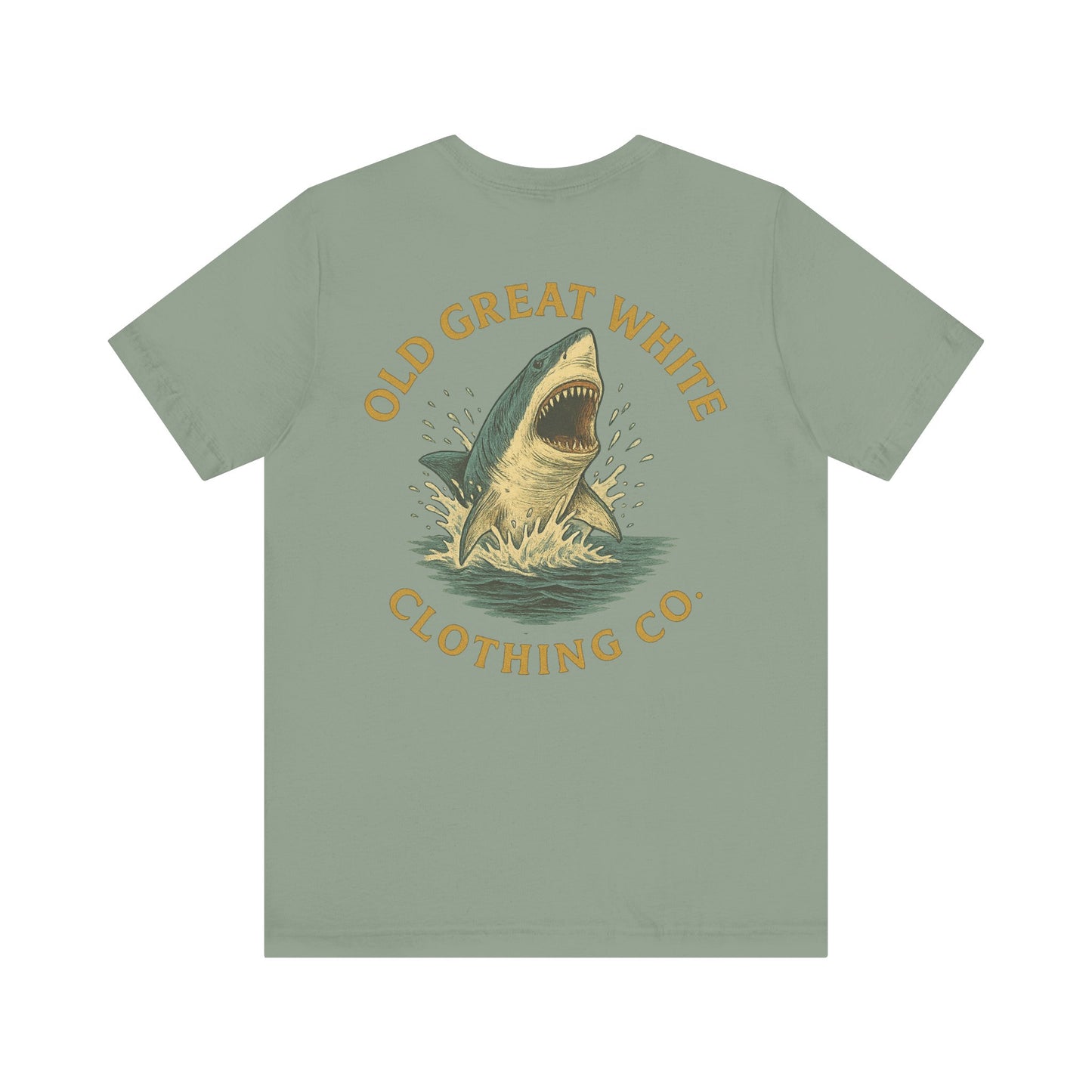Retro Shark Attack Graphic Tee - Men's Beachwear Classic Jersey Short Sleeve