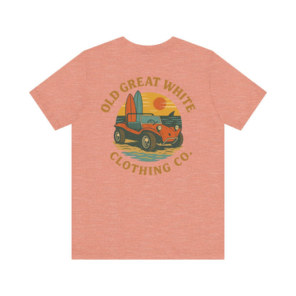 Sunset Surf Buggy Tee – Coastal Cruiser Graphic Shirt Jersey Short Sleeve Tee
