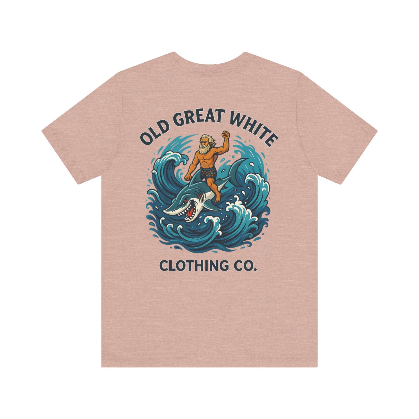 Alpha Shark Rider Tee – Old Great White Power Surf Graphic Classic Jersey Short Sleeve Tee