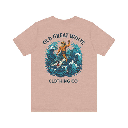 Alpha Shark Rider Tee – Old Great White Power Surf Graphic Classic Jersey Short Sleeve Tee
