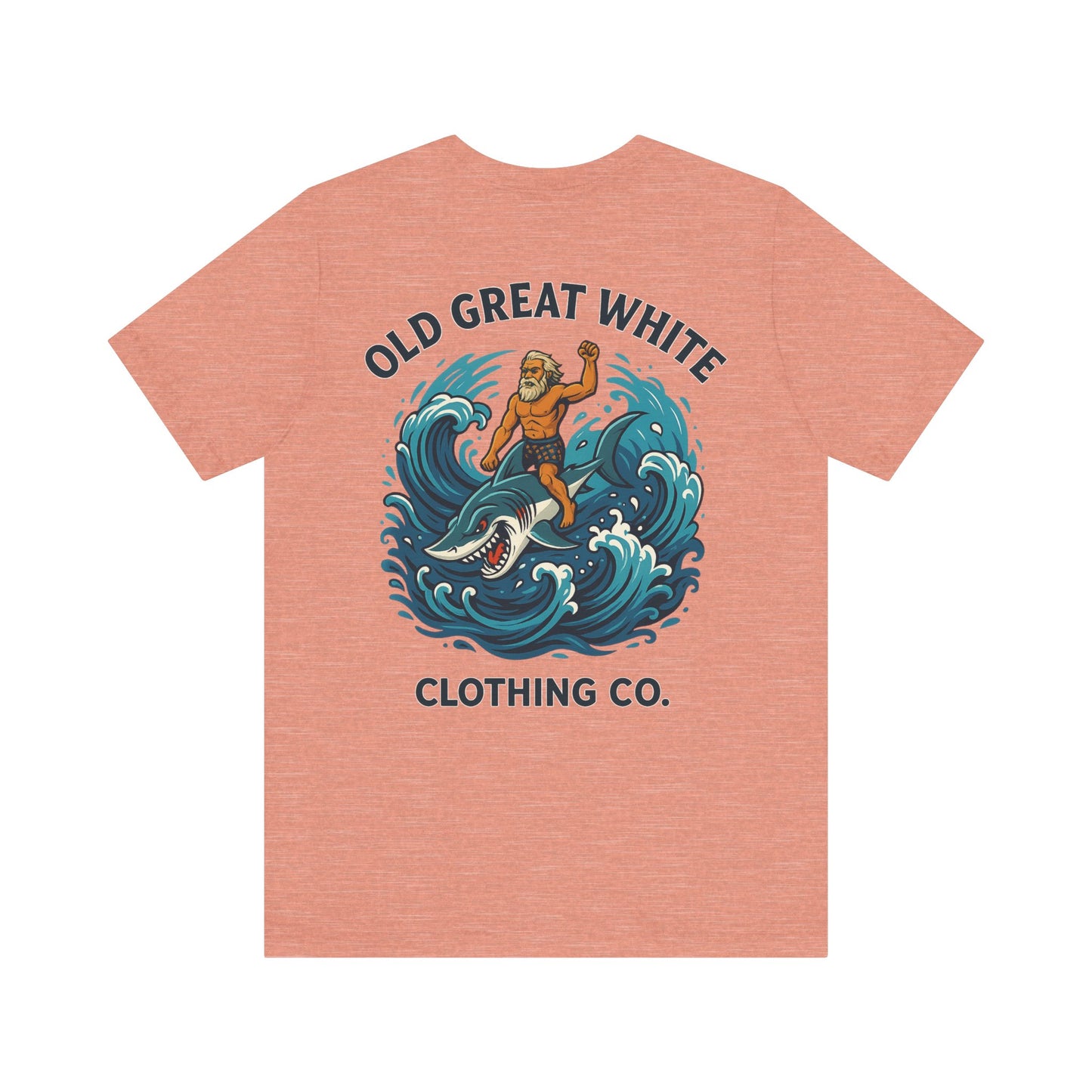 Alpha Shark Rider Tee – Old Great White Power Surf Graphic Classic Jersey Short Sleeve Tee