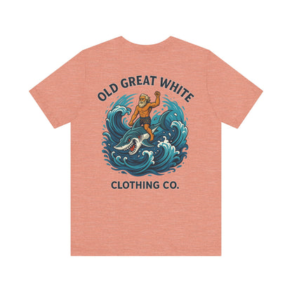 Alpha Shark Rider Tee – Old Great White Power Surf Graphic Classic Jersey Short Sleeve Tee