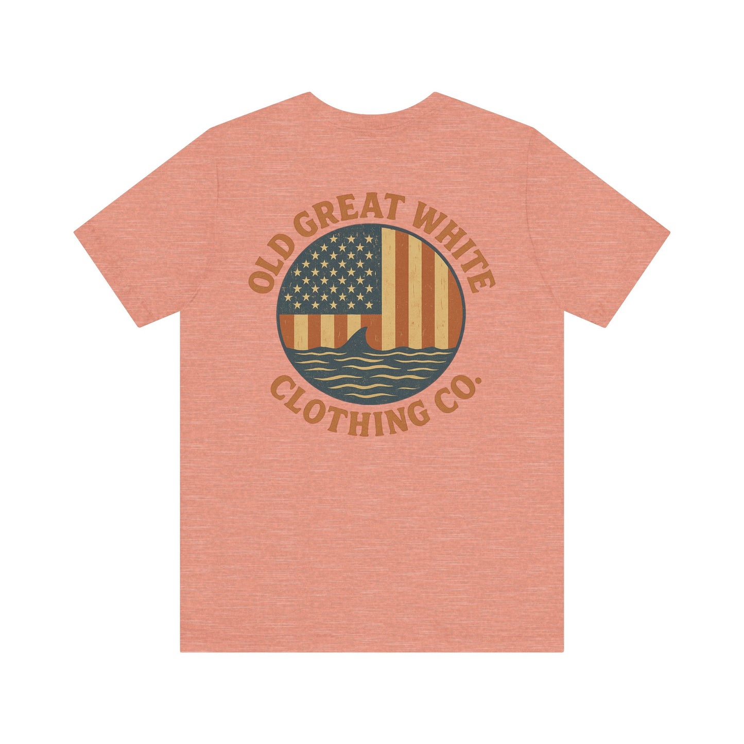 Stars, Stripes & Sharks T-Shirt - Old Great White Apparel Classic Jersey Short Sleeve Tee