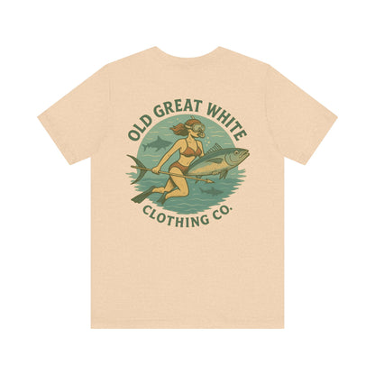 Retro Bikini Diver T-Shirt – Spearfishing & Shark Patrol Classic Jersey Short Sleeve Tee