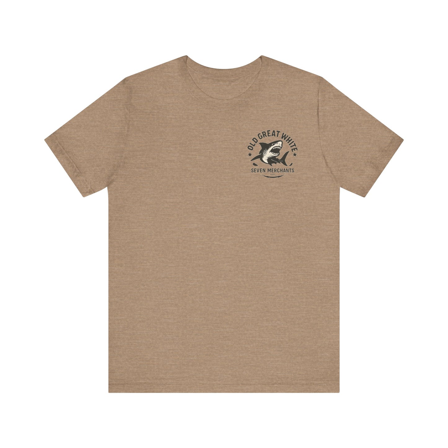 Retro Shark Attack Graphic Tee - Men's Beachwear Classic Jersey Short Sleeve