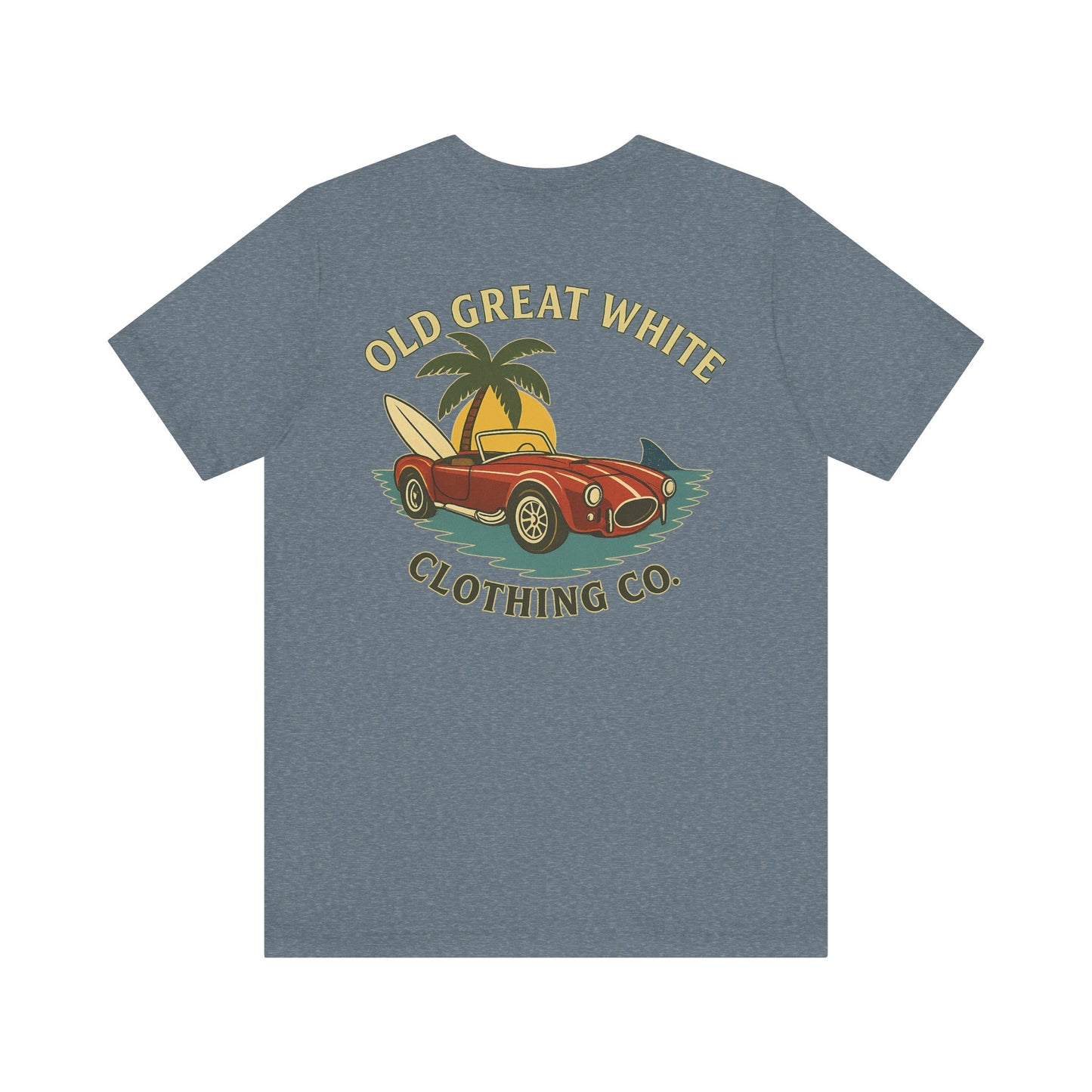 Vintage Convertible & Surfboard T-Shirt – Coastal Cruiser Style Jersey Short Sleeve Tee