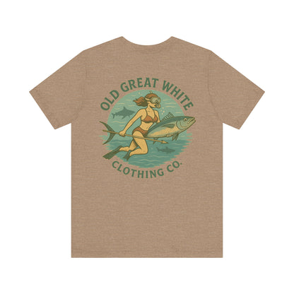 Retro Bikini Diver T-Shirt – Spearfishing & Shark Patrol Classic Jersey Short Sleeve Tee