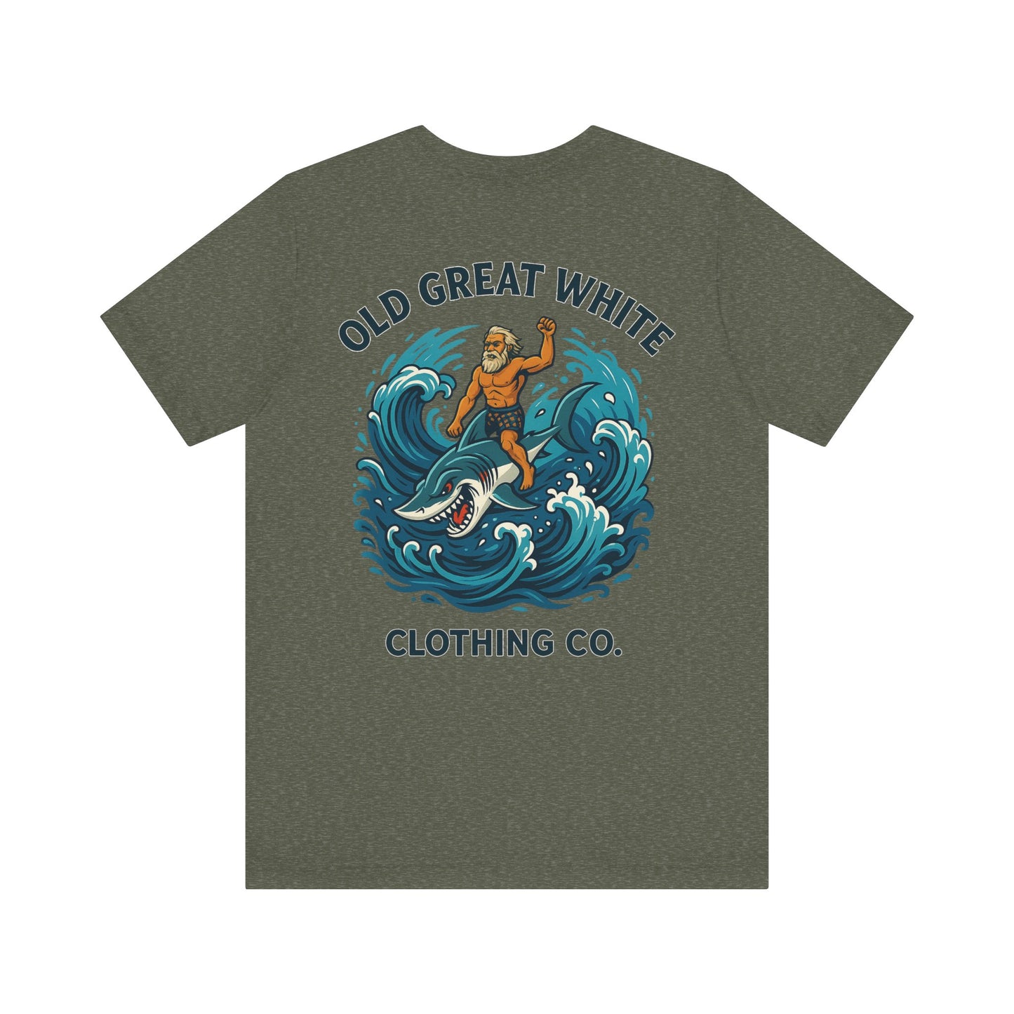 Alpha Shark Rider Tee – Old Great White Power Surf Graphic Classic Jersey Short Sleeve Tee