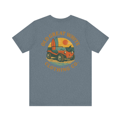 Sunset Surf Buggy Tee – Coastal Cruiser Graphic Shirt Jersey Short Sleeve Tee