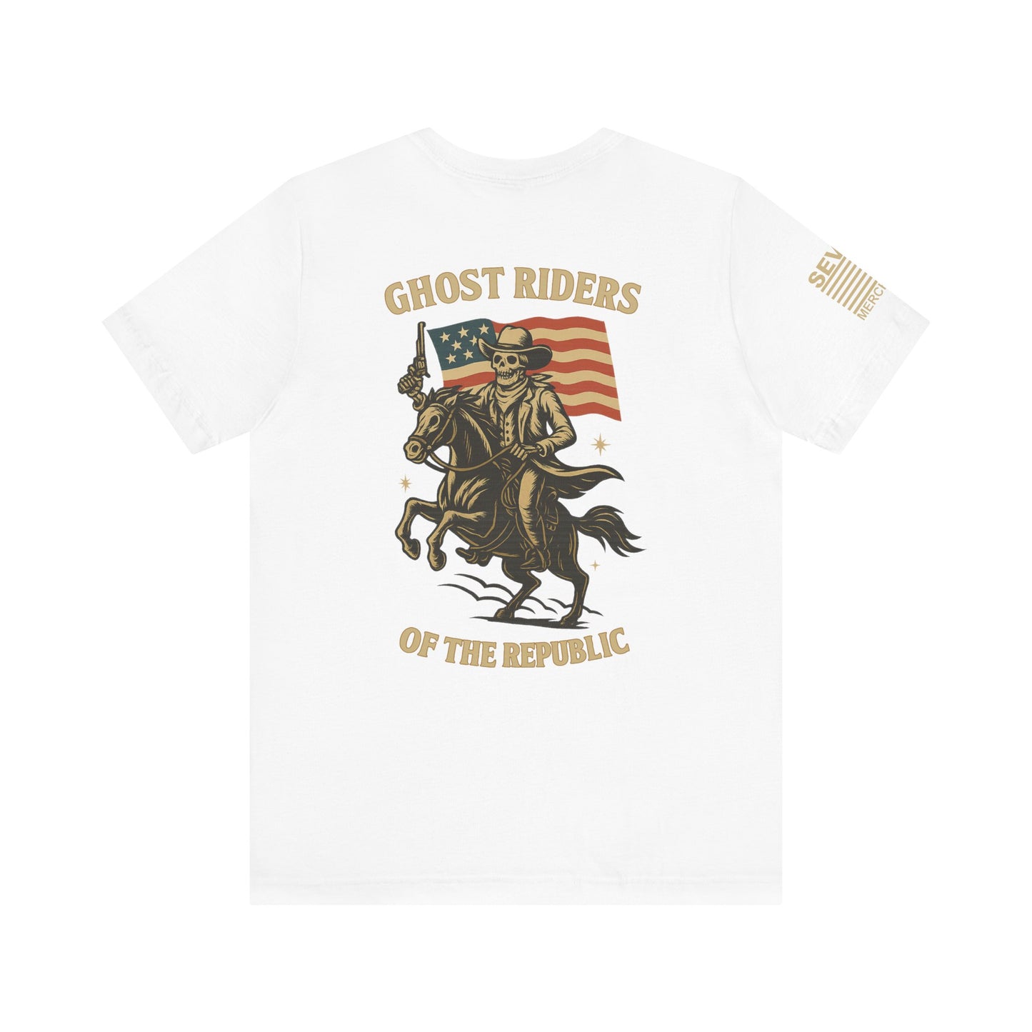 Ghost Riders of the Republic Horseback Skeleton Cowboy T-Shirt – Patriotic Wild West Graphic Tee