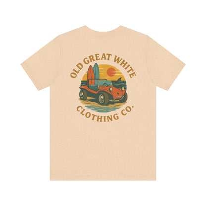 Sunset Surf Buggy Tee – Coastal Cruiser Graphic Shirt Jersey Short Sleeve Tee