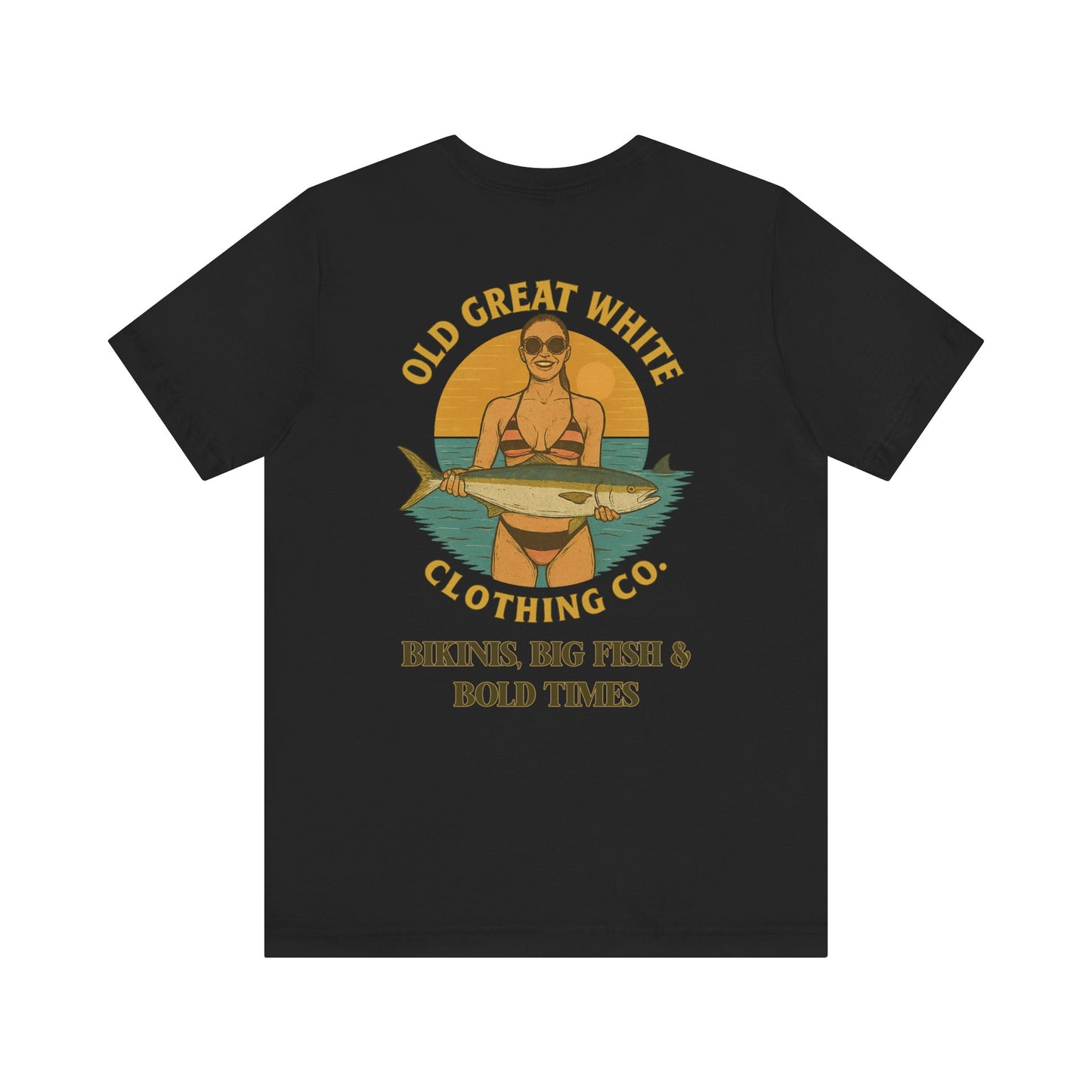 Catch of the Day Bikini Tee – Retro Fishing Girl Graphic Classic Jersey Short Sleeve Tee