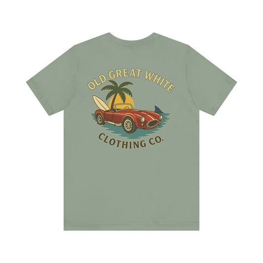 Vintage Convertible & Surfboard T-Shirt – Coastal Cruiser Style Jersey Short Sleeve Tee