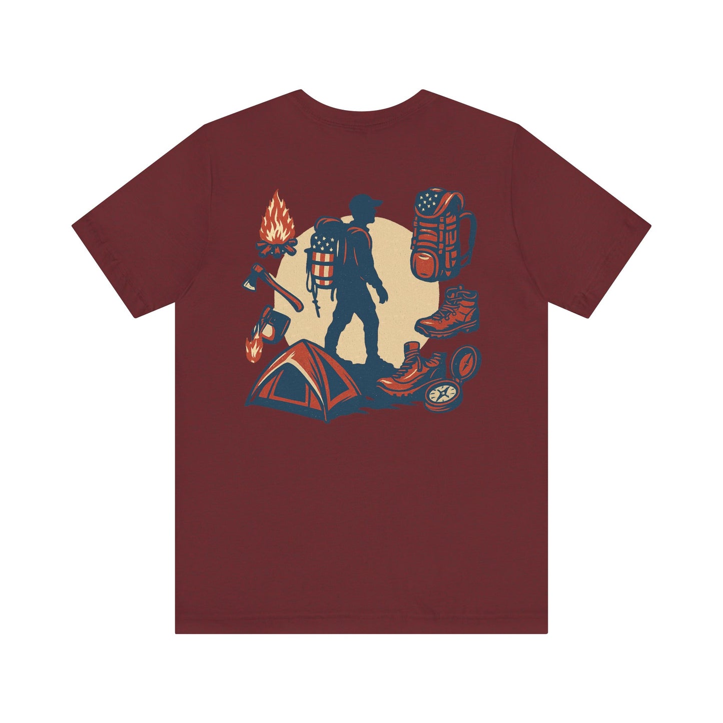 Stars, Stripes, and Campfires – Outdoor Heritage Patriotic Jersey Short Sleeve Tee