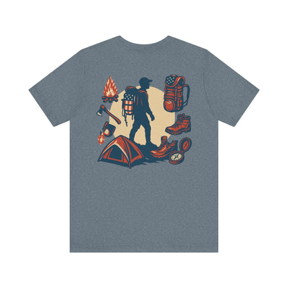 Stars, Stripes, and Campfires – Outdoor Heritage Patriotic Jersey Short Sleeve Tee