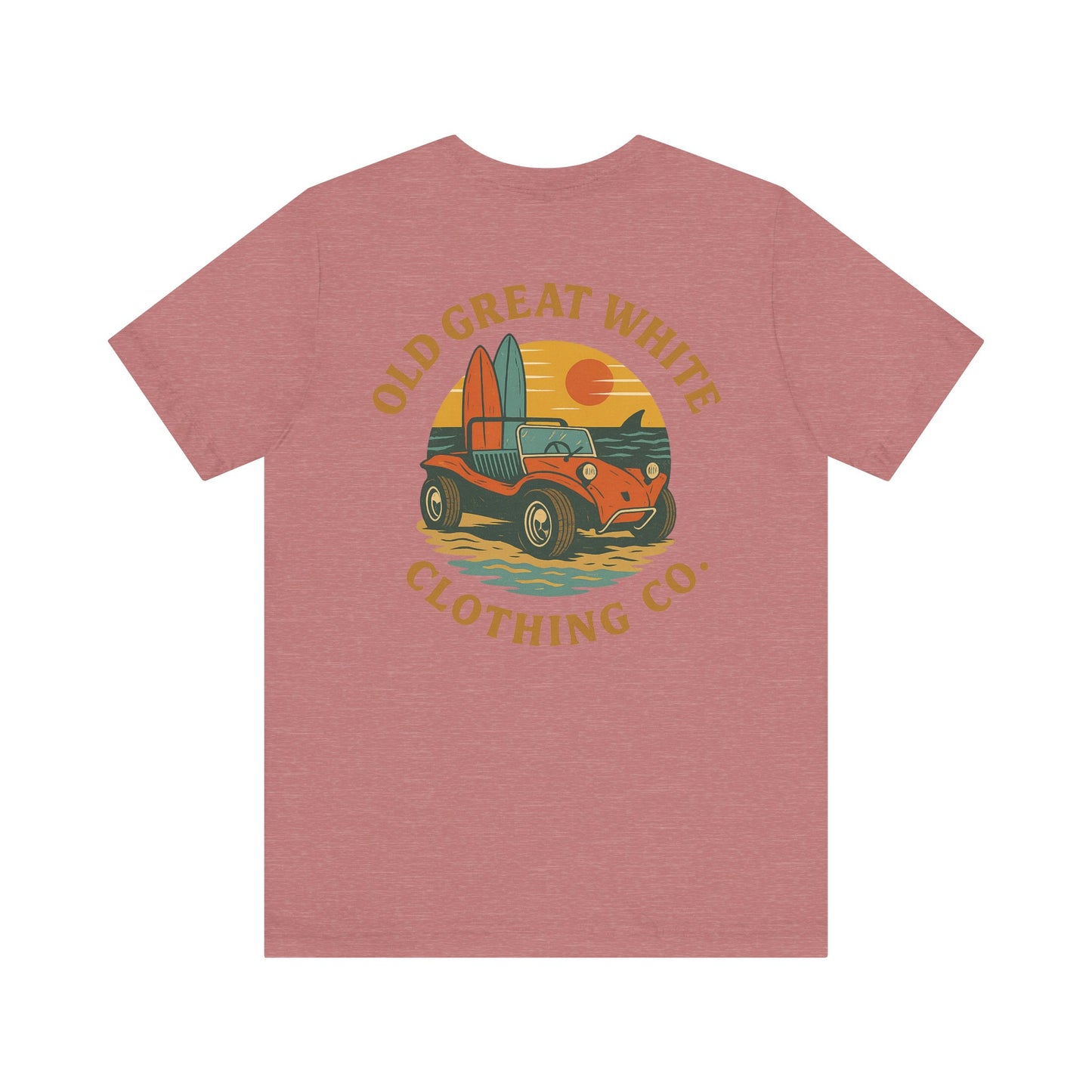 Sunset Surf Buggy Tee – Coastal Cruiser Graphic Shirt Jersey Short Sleeve Tee