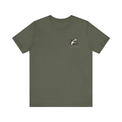 American Shoreline Tee – Lifeguard Tower & Shark Fin Graphic Classic Jersey Short Sleeve Tee