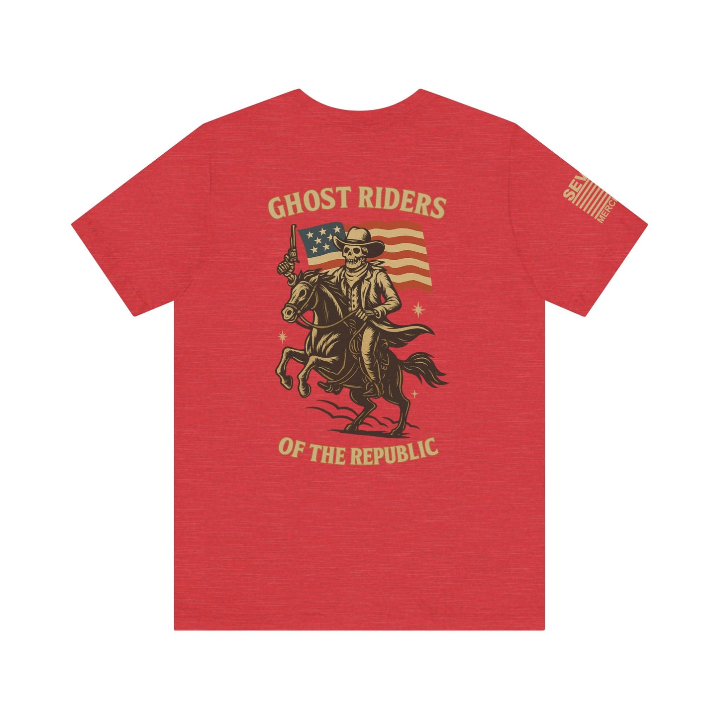 Ghost Riders of the Republic Horseback Skeleton Cowboy T-Shirt – Patriotic Wild West Graphic Tee