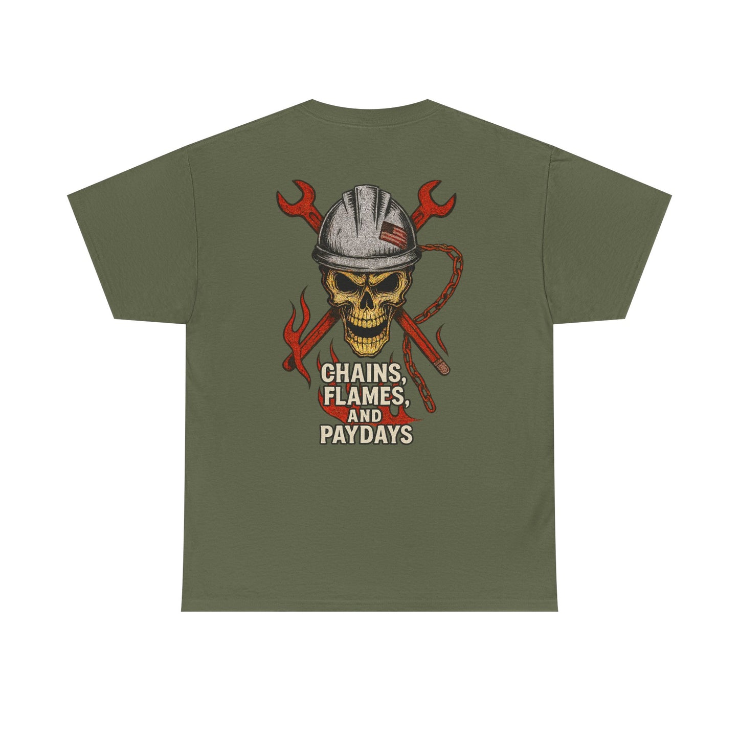 Chains, Flames, and Paydays - Crossed Wrenches Workwear Graphic T-shirt Classic Jersey Short Sleeve Tee