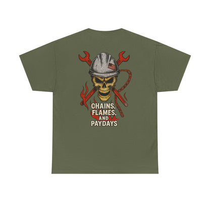 Chains, Flames, and Paydays - Crossed Wrenches Workwear Graphic T-shirt Classic Jersey Short Sleeve Tee