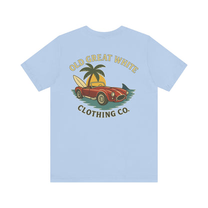 Vintage Convertible & Surfboard T-Shirt – Coastal Cruiser Style Jersey Short Sleeve Tee