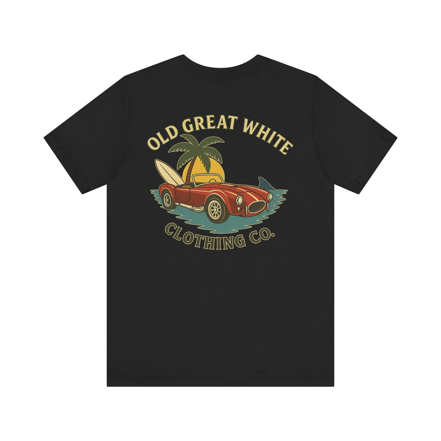 Vintage Convertible & Surfboard T-Shirt – Coastal Cruiser Style Jersey Short Sleeve Tee