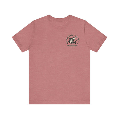 Retro Shark Attack Graphic Tee - Men's Beachwear Classic Jersey Short Sleeve